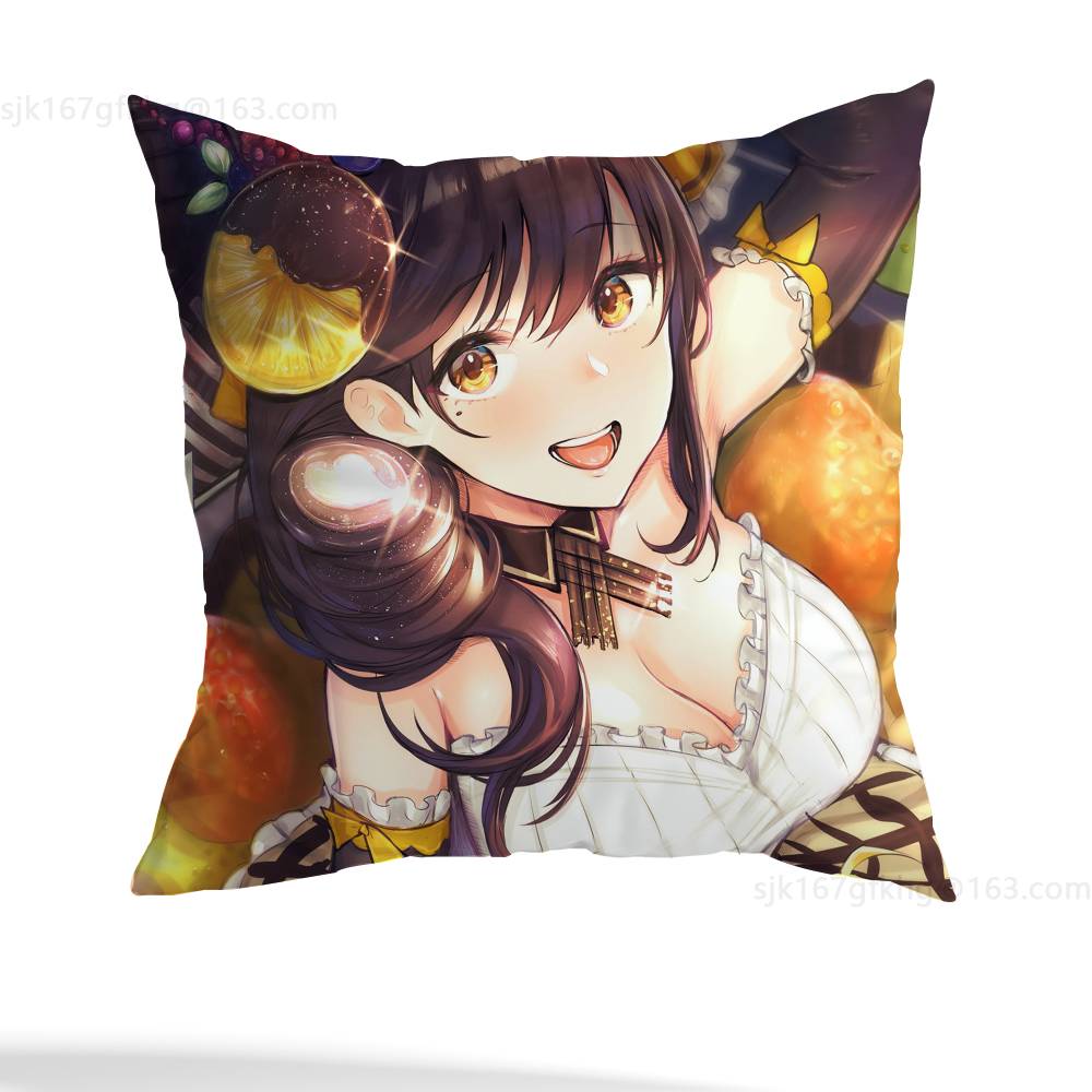 A-Atago Azur Lane Kissenbezug Quadratisch Beidseitig bedruckt Kurzplüsch Sofakissenbezug Schlafzimmer Nachttischkissen