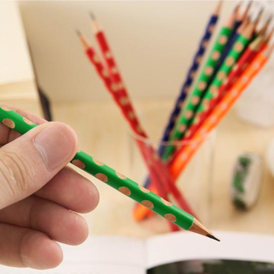 12Pcs Triangle Grip Pencil Set with Ergonomic Finger Holes Students Lead-free Pencil