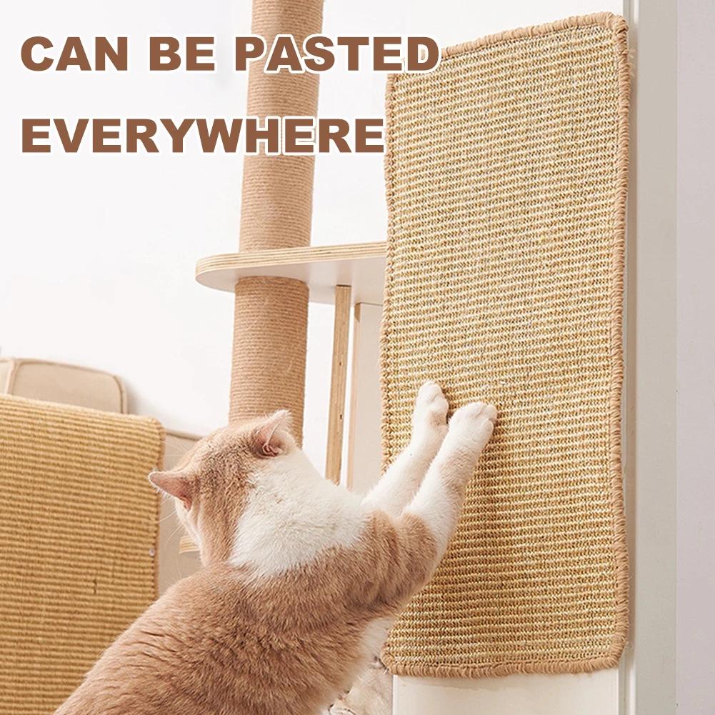 Carpet Cat Scratching Mat with Sticky Tapes Sisal Fabric Cat Scratching Pad Cat Horizontal Scratcher Protect Furniture and Wall