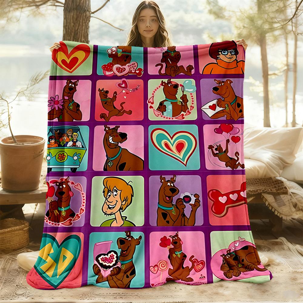 1 Stück Scooby-Doo Valentinstag Outdoor-Decke Leichtes Flanell, Weich & Warm, Ganzjahres, Outdoor, Camping, Wohnzimmer, Büro, L1106043