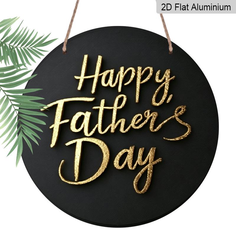 

2D Flat - 1pc Round Aluminum Decorative Plaque, Featuring a 2D Flat Design with a Happy Father S Day Theme, Minimalist Black & Gold Design, Ideal for 7.87×7.87inch