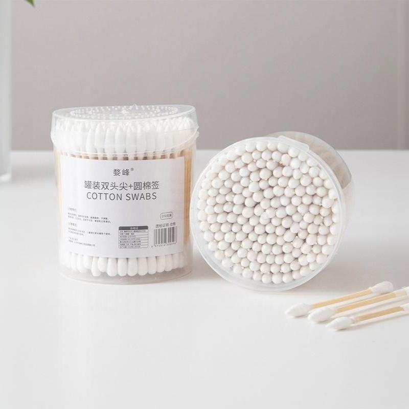 Double-headed Disposable Cotton Swabs 200Pcs with Clear Storage Box for Easy Organization Makeup Daily Use