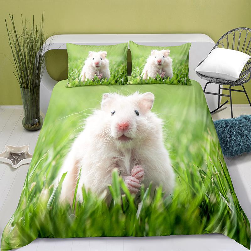 Cute Hamster Bedding Set Single Twin Full Queen King Size Pet Hamster Bed Set Aldult Kid Bedroom Duvetcover Sets 3D Anime 037