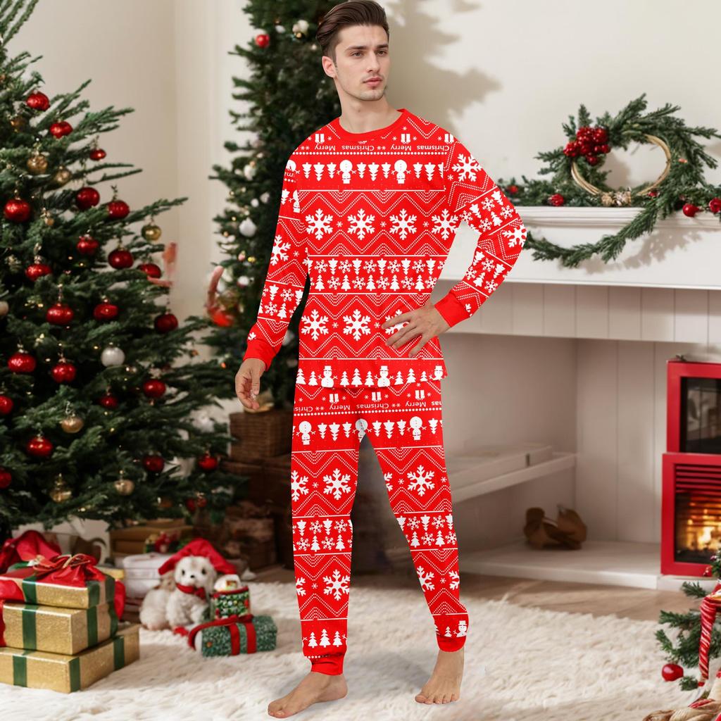 Print Cute Family Set Pajamas, Home Clothes, Family Set Long Sleeve Top Pants Set