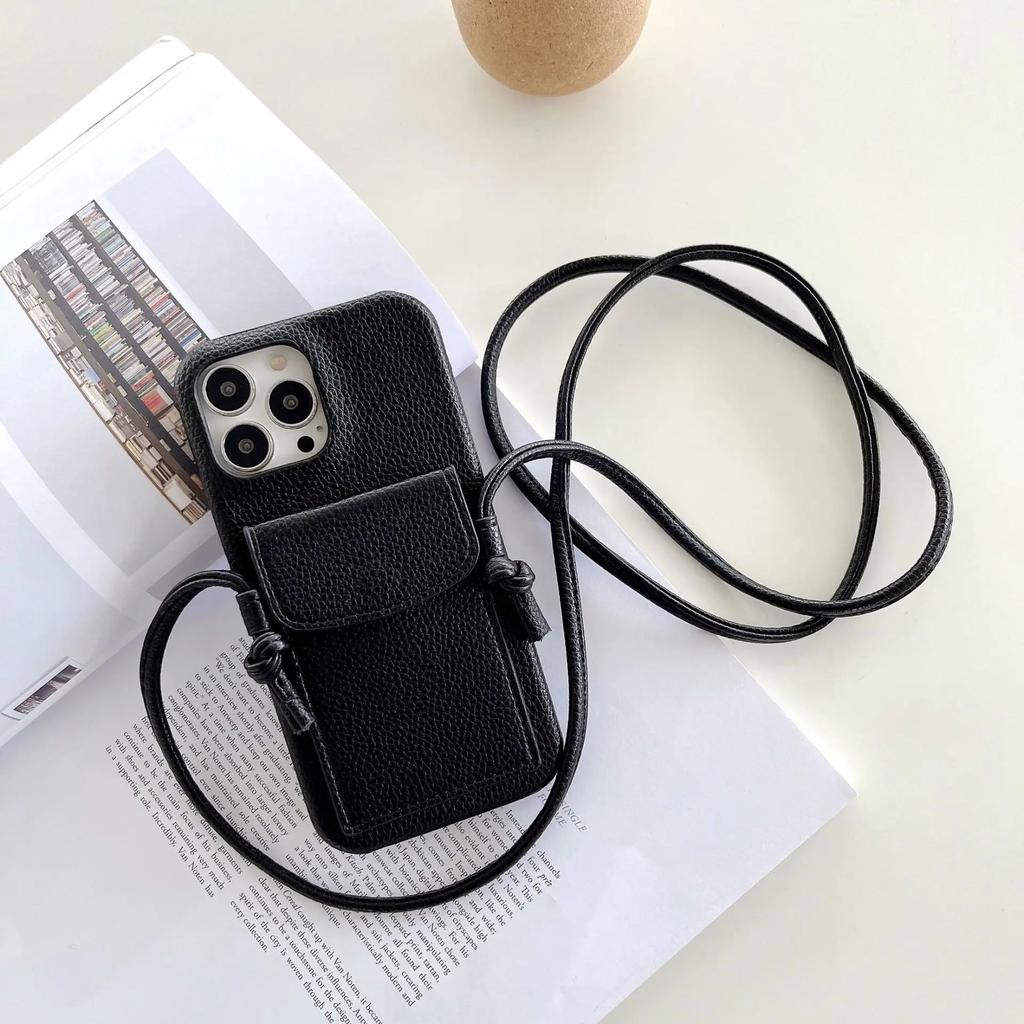 Wallet Lanyard Crossbody Phone Case for IPhone 15 14 13 12 11 Pro Max Mini X XR XS Max Plus Leather Card Slot Shoulder Strap