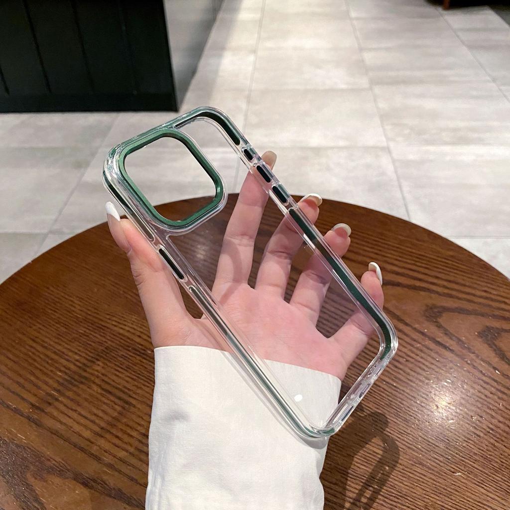 Anti Slip Colored Edge Airbag Anti Drop for IPhone 15 Magnetic Phone Case for Apple 14promax Metal Lens Ring