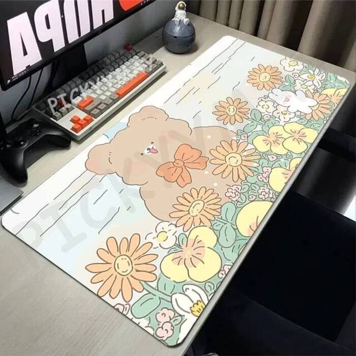 Little Bear In The Flower Sea Gaming Mousepads Desk Rug Gamer Mousepad Large Mouse Mat Desk Pads Keyboard Mats Design Mouse Pad