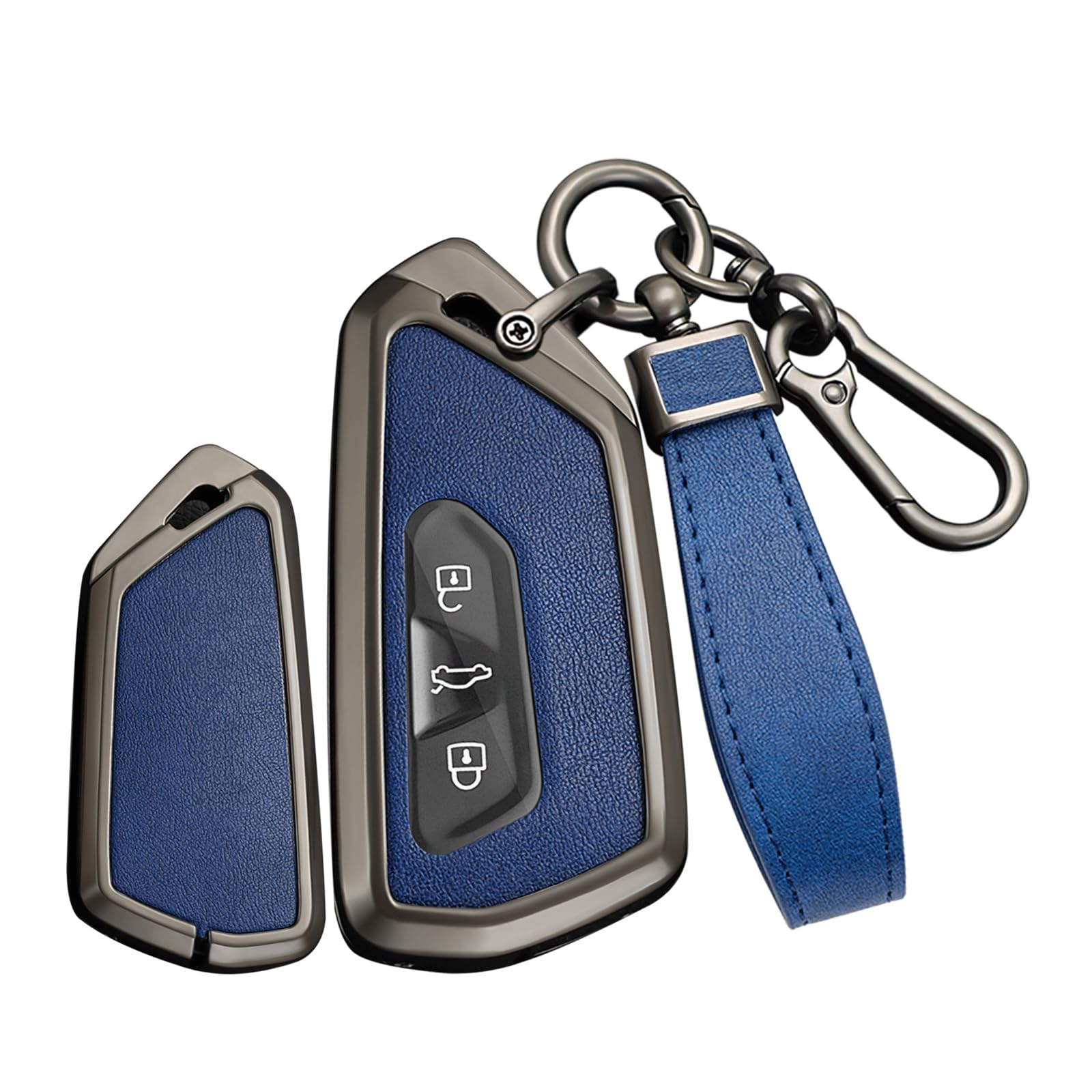

TECART Smart Key Case, Aluminum Alloy, Blue, for V-W Golf 8, ID.3, ID.4, MK4, Cupra, Skoda Octavia, Seat Leon, and More