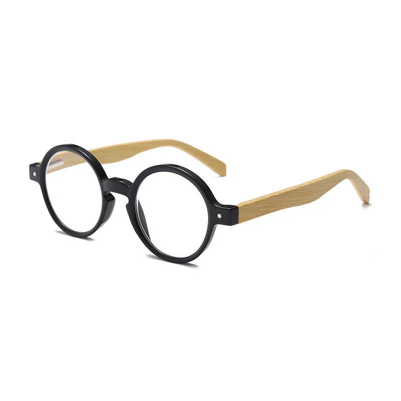 New Retro Bamboo Round Reading Glasses with Smart Zoom & Spring Temple in Hong Kong Style