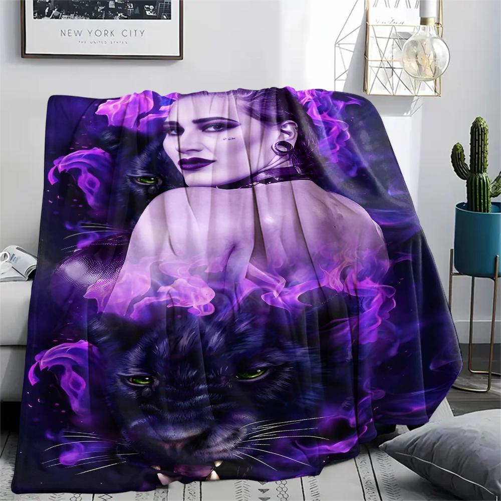 1PC Rhea Ripley Print Flannel Blanket, High quality All Seasons, Home Decor, Warmth and Comfort, Perfect for Christmas Gifts