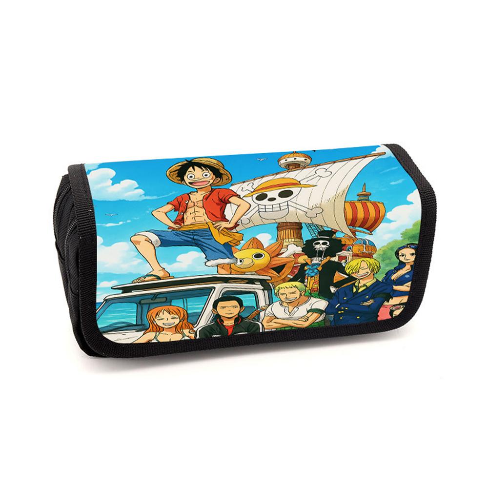 Cartoon One Piece Multi-layer Flip Pencil Case For Boy/Girls Best Gifts Large Capacity Durable Teenagers Pen Bag School Supplies