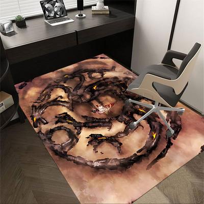 1pc Fire and Blood Office Carpet Chair Mats, Home Decor Mat Fantasy Theme Mat Durable Mat, Dragon Decor,Suitable for Fantasy Theme Lovers