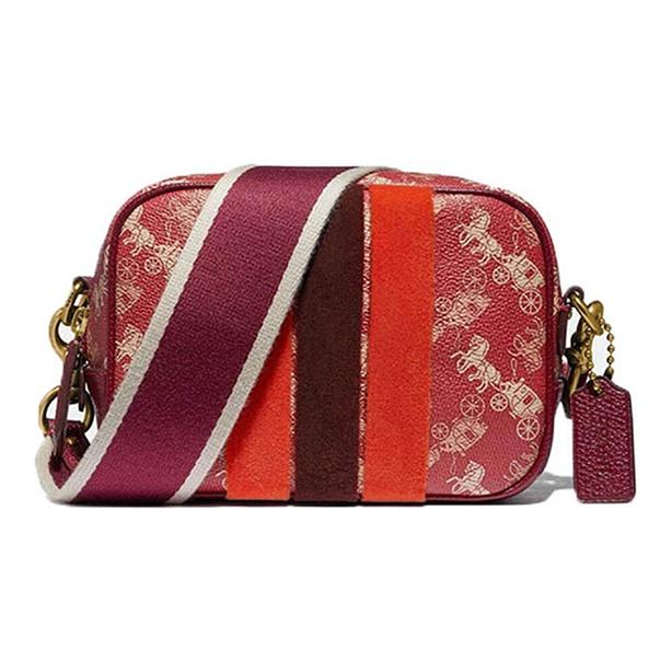 Coach Camera 16 Stripe Print And Rainbow Pattern Camera Bag Small Pink Women bags 88505-B4PES