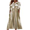 Women's Summer Casual Printed V-Neck Short-Sleeve Swing Dress
