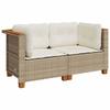 VidaXL Garden Corner Sofas and Cushions 2pcs Beige Wicker, Garden Corner Sofa, Garden Corner Seat, 365916