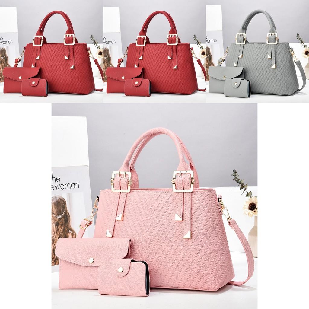 Stylish Macaron Color Three Piece Set In Chic Pu Fabric For Daily Use With High Capacity