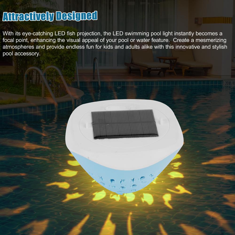 Solární plovoucí bazénové světlo LED projekční lampa s rybím vzorem IP67 vodotěsná vanová světla se 4