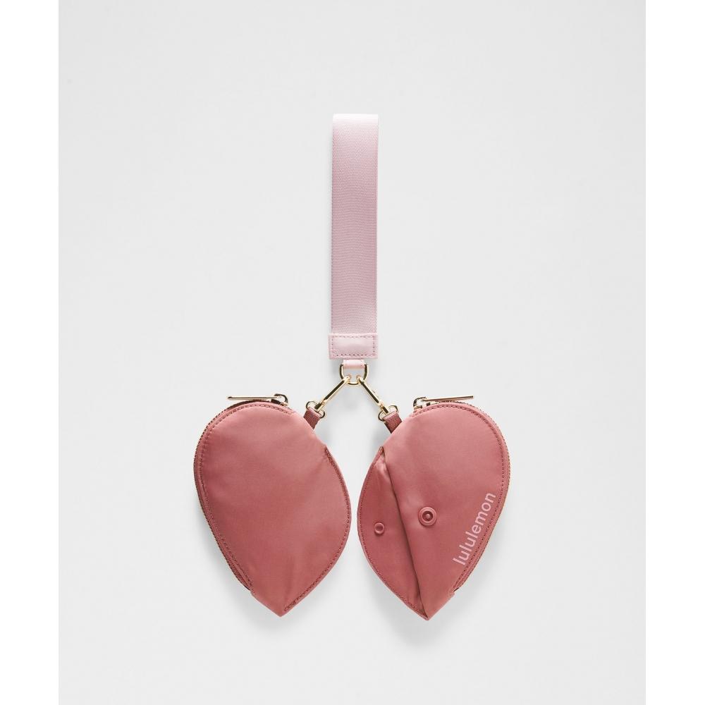 Lululemon Dual Pouch Wristlet  Heart Spiced Chai Pink Haze Gold