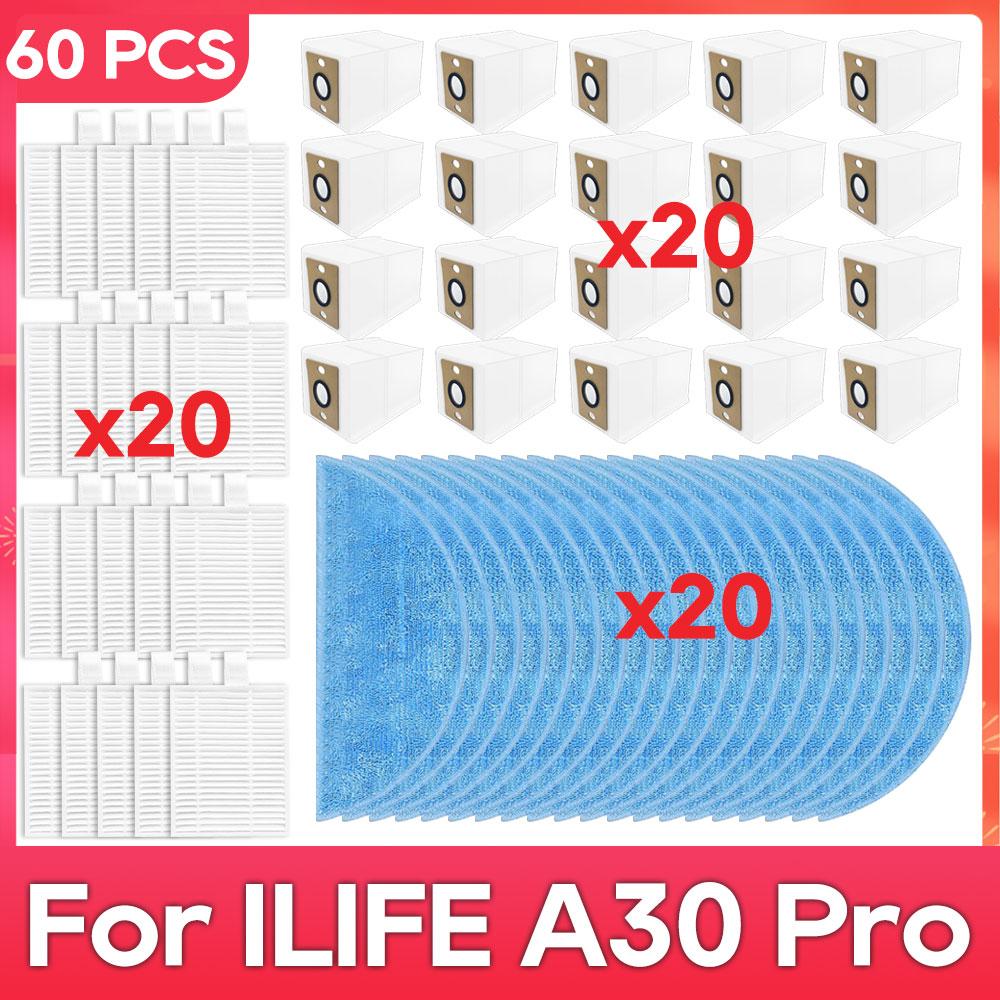 Fit For ( iLife A30 Pro ) Main Side Brush Filter Mop Dust Bag Parts Accessories Robot Vacuum Cleaner Kit