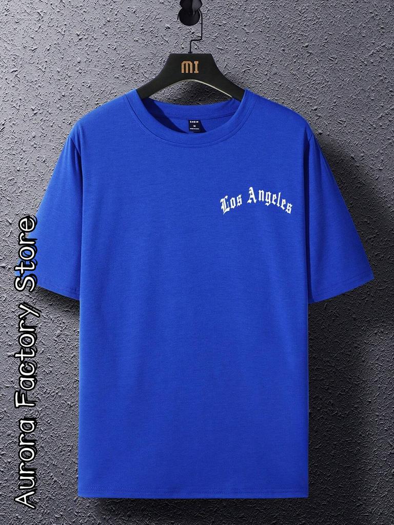 Los Angeles T-shirt Sommar Män Sport Fitness Toppar T-shirts Manlig Casual Kortärmad Bomullskläder Mode Bokstavstryck Streetwear