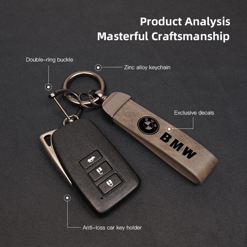 High-quality Metal/Leather Car Key Chain Logo Keyring Luxury Auto Interiors For BMW E46 E90 E60 F30 F10 E39 E36 G30 E92 E87 X5 ulcr72