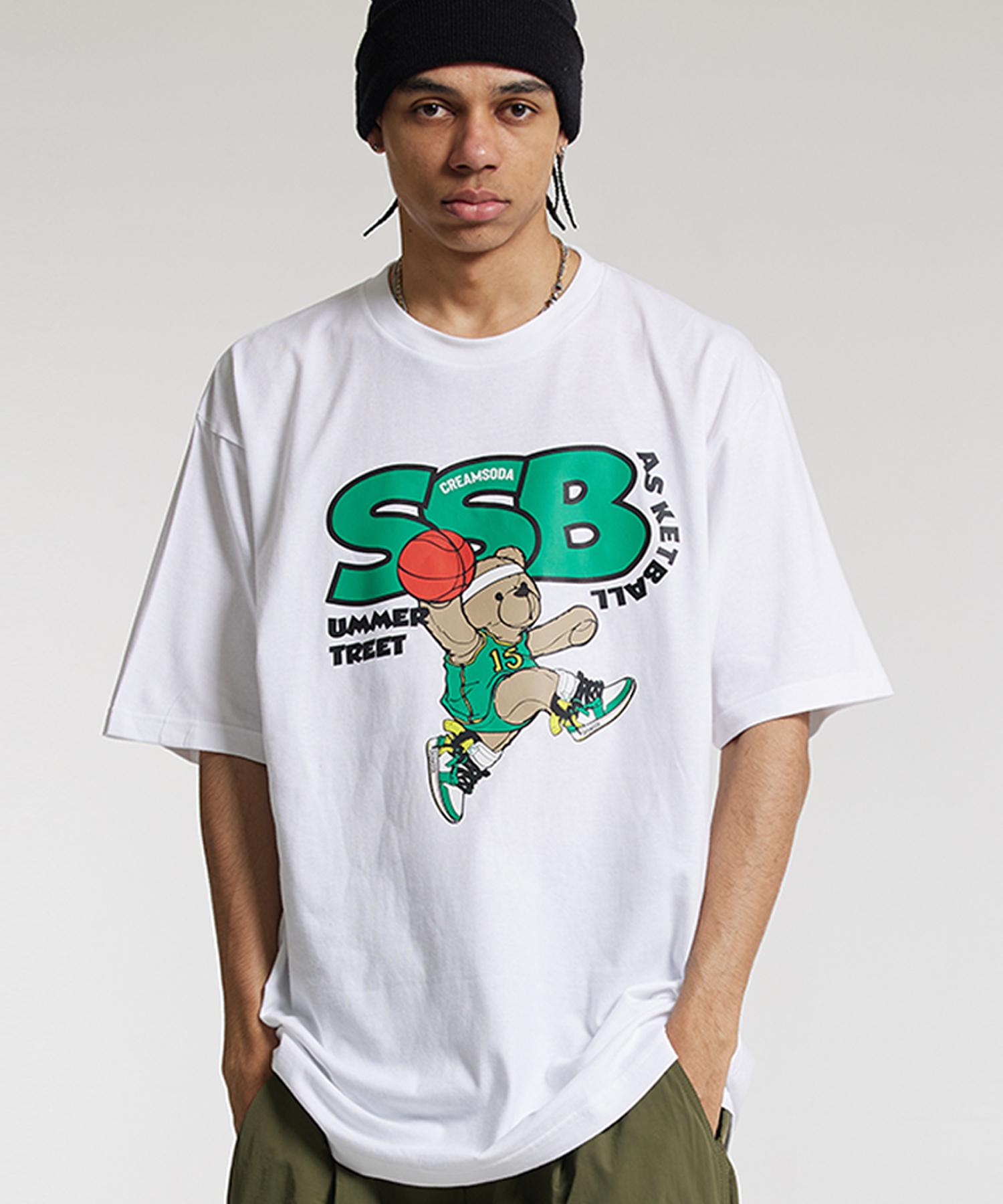 Cream Soda Lab Summer Street Basketball Short Sleeve White Green L