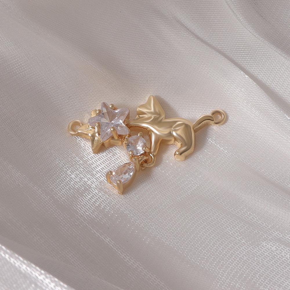 Золотая Звезда Стразы Кот Подвеска Шарм для DIY Украшений