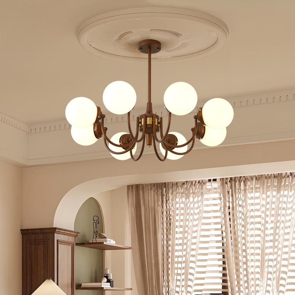 Mid-Century Nanyang Style Chandelier: Retro Space-Inspired Lighting for Living Room, Dining Room & Bedroom with Eye-Protection.