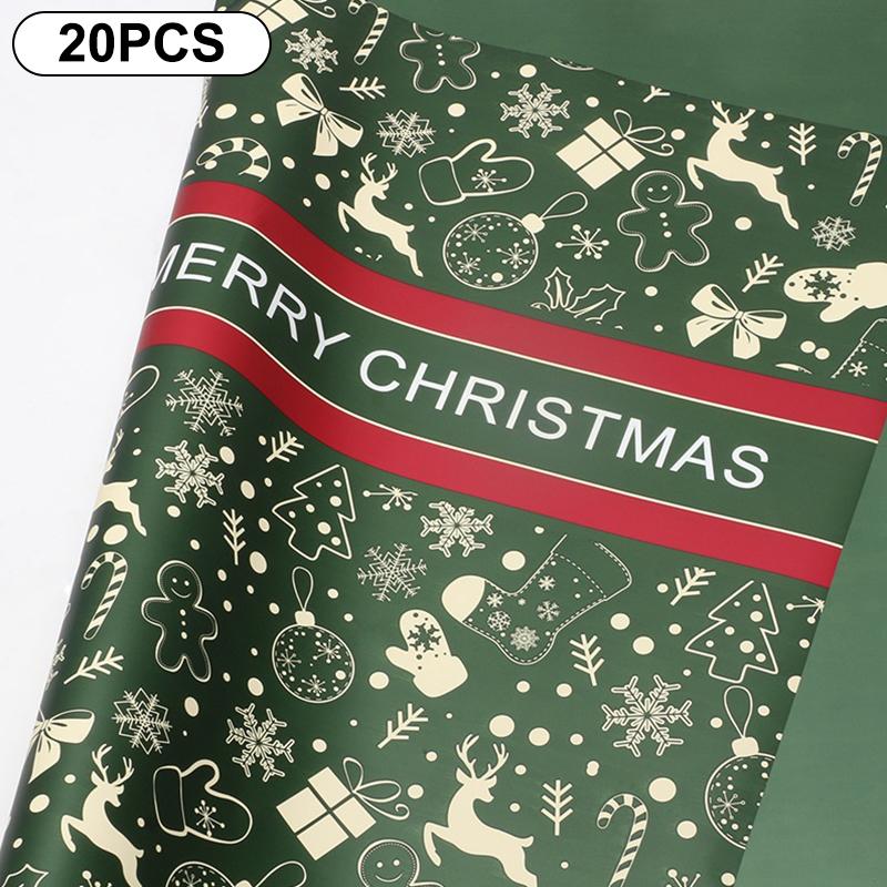 20-Count 57*57cm Flower Wrapping Papers for DIY Xmas Bouquet Packaging, Waterproof Xmas Gift Wraps