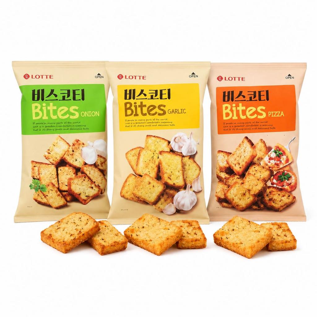 Lotte Toasted Bread Slices Casual Snacks  70g 3 flavors 6pack