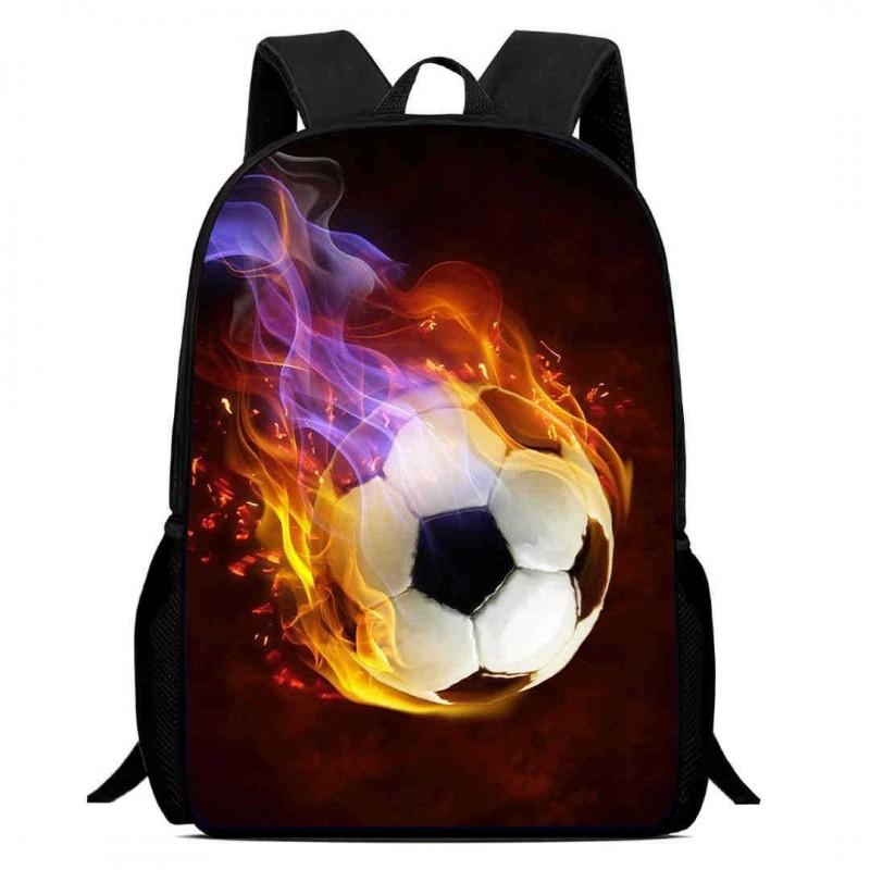 Kids Soccer Backpack Elementary School Students Large Capacity Lightweight Anti-Shock Ergonomic Design With Cartoon Print