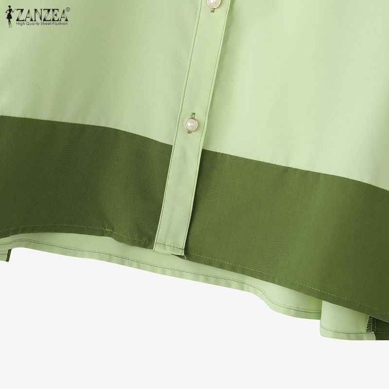 ZANZEA Women Turn Down Collar Casual Long Sleeve Blouse