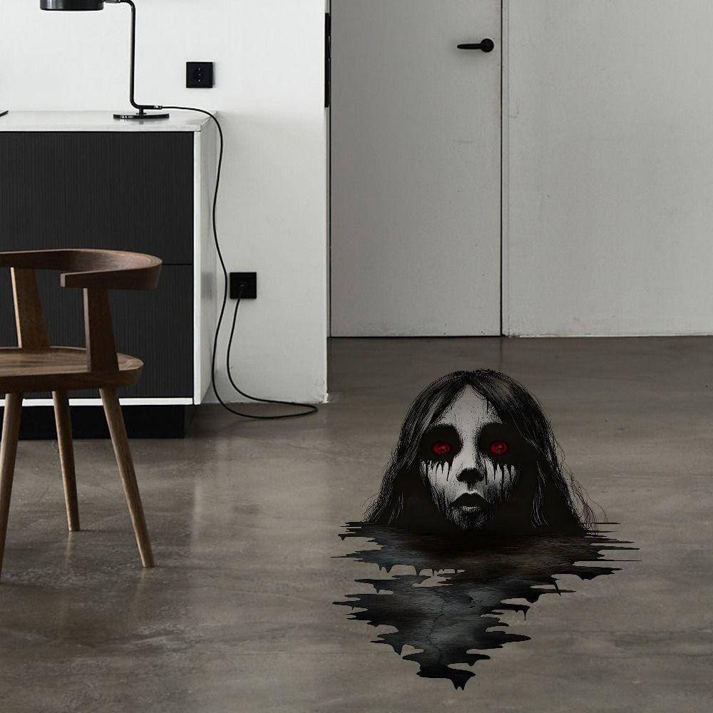 Fun Self-Adhesive Halloween Wall Decals Removable Thriller Scary Wall Stickers Realistic Wall Clings Living Room