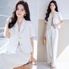Women's Petite Summer Short Sleeve Blazer & Pants Suit Set