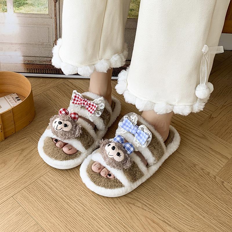 Versatile cartoon animation milk Huhu Mao Baotou drag women's shoes autumn and winter fashion casual style comfortable home slippers
