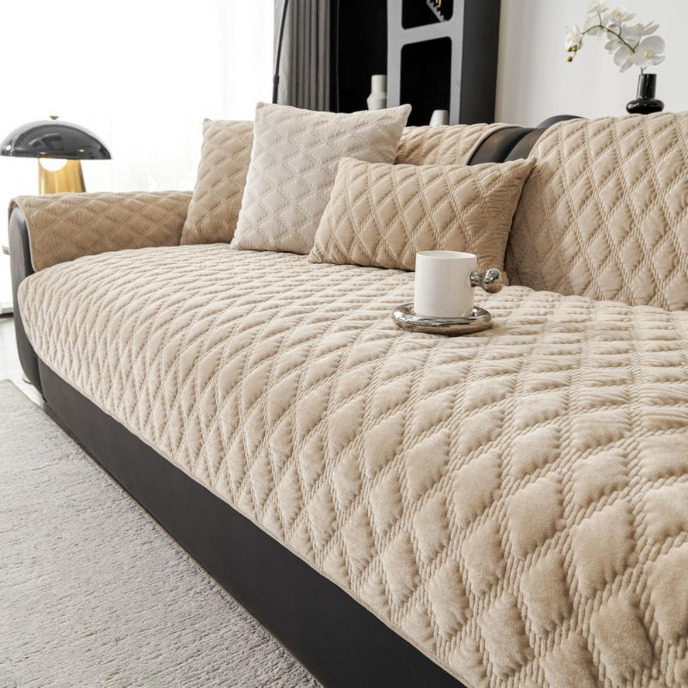 Nordic Style Sofa Slipcover Non Slip All Season Thickened Flannel Winter Plush Couch Cover for Living Room