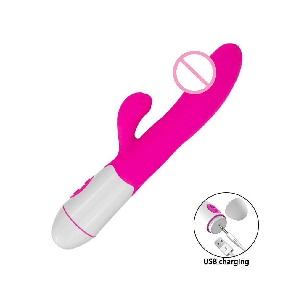 Silicone G Spot Dildo Rabbit Vibrator 30 Speed Rechargeable Women Dildo Female Vagina Clitoris Stimulation Massager Adult Sextoy