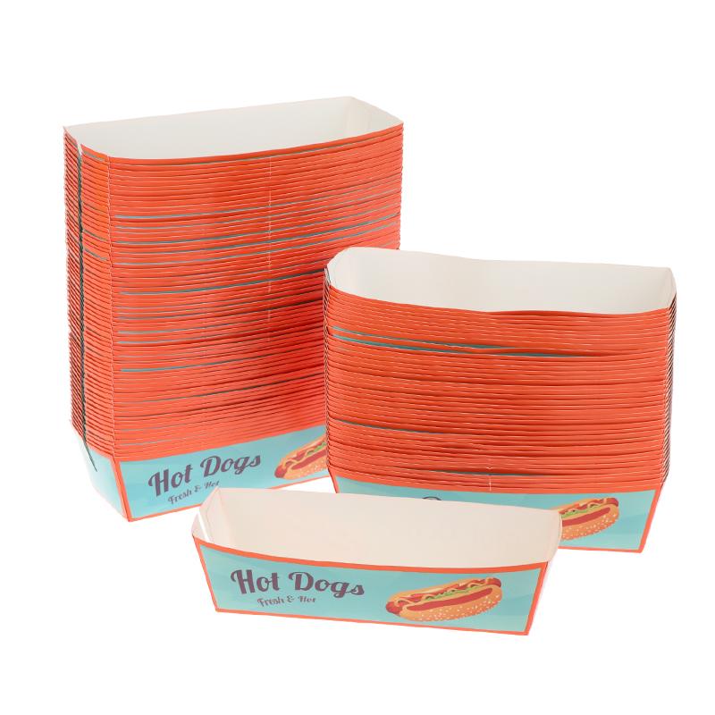 100 sztuk Pudełko do pakowania hot-dogów bez składania Papierowe Jednorazowe Naczynia Imprezowe Taca do serwowania jedzenia Dla Firm Cateringowych Pudełka Cateringowe