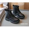 Botas de cuero para niñas, nuevas botas cortas de suela blanda para niños, estilo británico, de moda retro para otoño e invierno