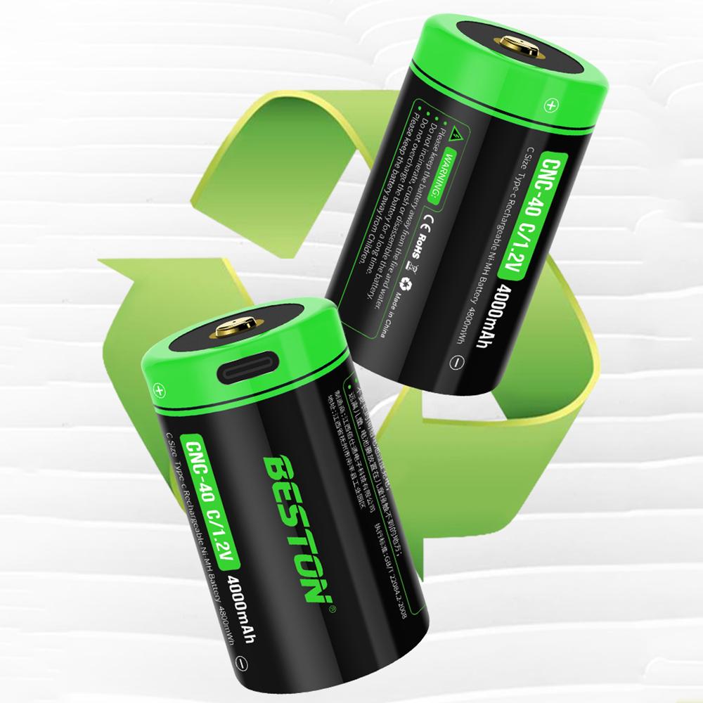 1.2V NI-MH Battery Water Heater Flashlight 4000mAh Type C Size USB Rechargeable Battery