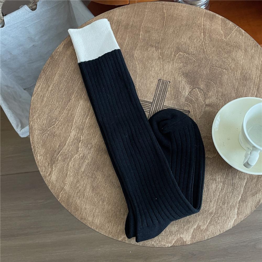 Women's Stockings Color Matching Knitted Cotton Long Socks Stockings Women JK Japanese Fashion School Girls Knee Socks Stockings