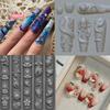 1Pc 3D Silicone Mold for DIY Nail Art Bunny Strawberry Ocean Octopus Cartoon Rabbit Flower Transparent Manicure Design Tool