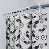 Black Cat Print Shower Curtain With White Background Bathroom Decor