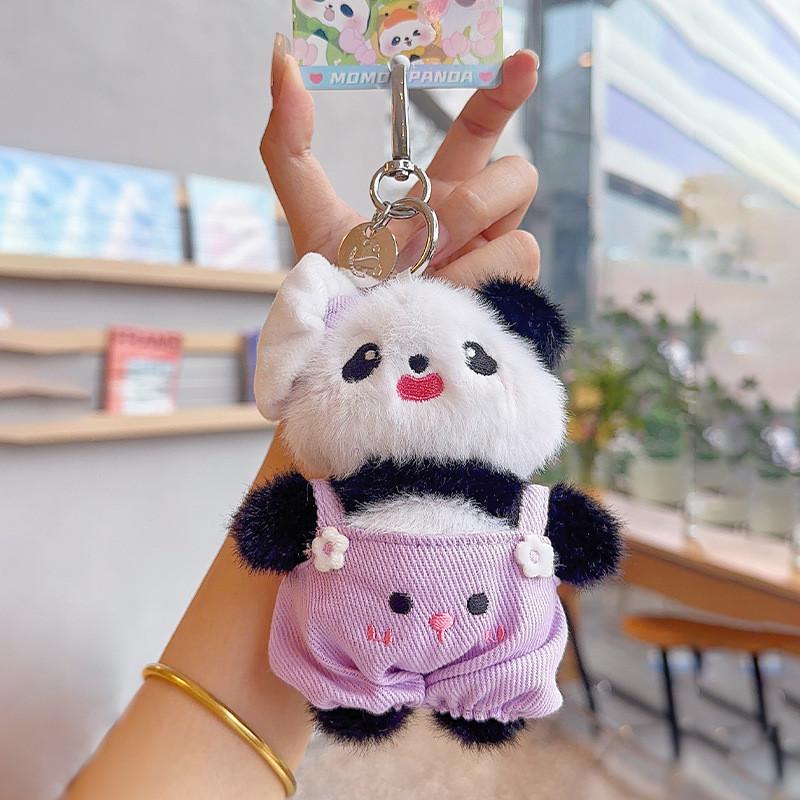 Cartoon Panda Cute Chef Plush Keychain Holder Colorful Pants Accessories Gift