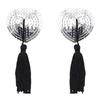 Heart-Shaped Sequined Nipple Covers with Tassels - Silicone Pasties Lingerie Accessories