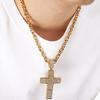 Hip Hop 316L Edelstahl & Voll Zirkonia Kreuz Anhänger Halskette Mann Doppellagig Hohlkreuz Schmuck Geschenke Trend Halsketten