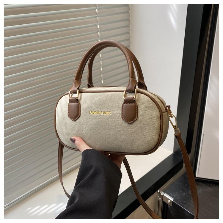 

Модная простая текстурная сумка-подушка Boston в стиле ретро, большая вместимость, ручная, на плечо, кроссбоди для женщин хаки