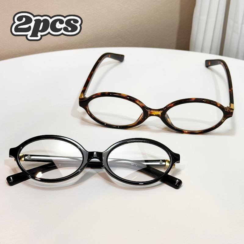 

2PCS Y2K Retro Oval Frame Anti-Blue Light Glasses Sweet Cool Girls Black Glasses Vintage Simple Women Eye Protection Spectacles