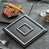 Square Black Steak Plate Ceramics Dining Plate Sushi Plates Sting Disc Dessert Plates Fruit Dish Snack Bowl Dim Sum Dish