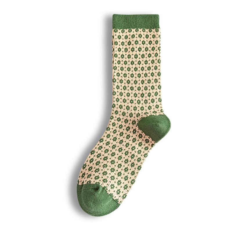 Long Socks Women'S Plaid Medium Tube Cotton Socks High Tube Tide Japanese Retro Stacking Socks Stockings